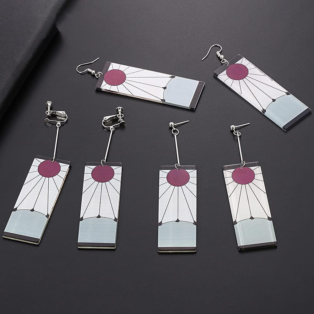 Kamado Tanjiro Hanafuda Earrings - Kimetsu No Yaiba Cosplay Accessories for Women and Girls