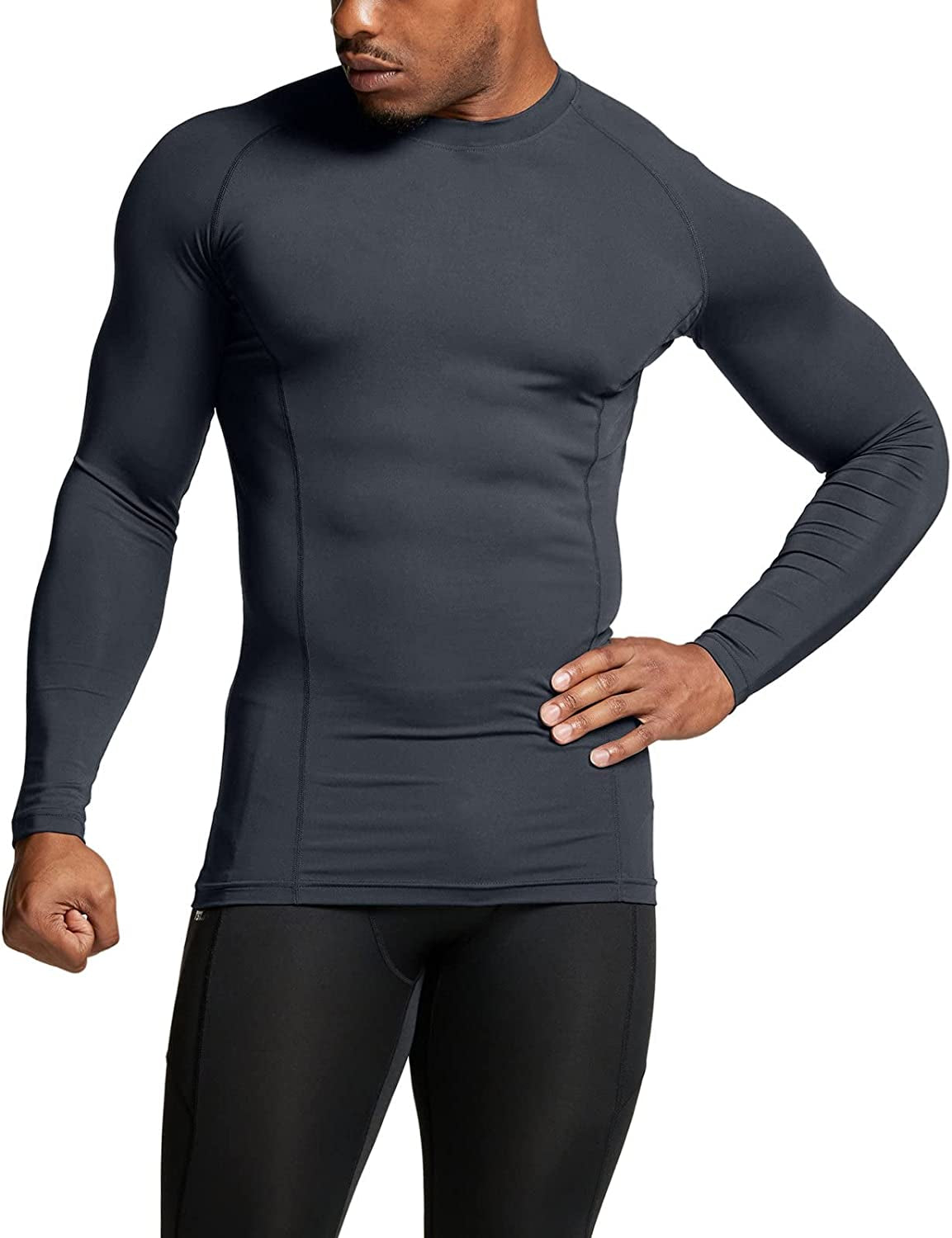 Men's UPF 50+ Long Sleeve Compression Rash Guard for Water Sports and Athletic Performance