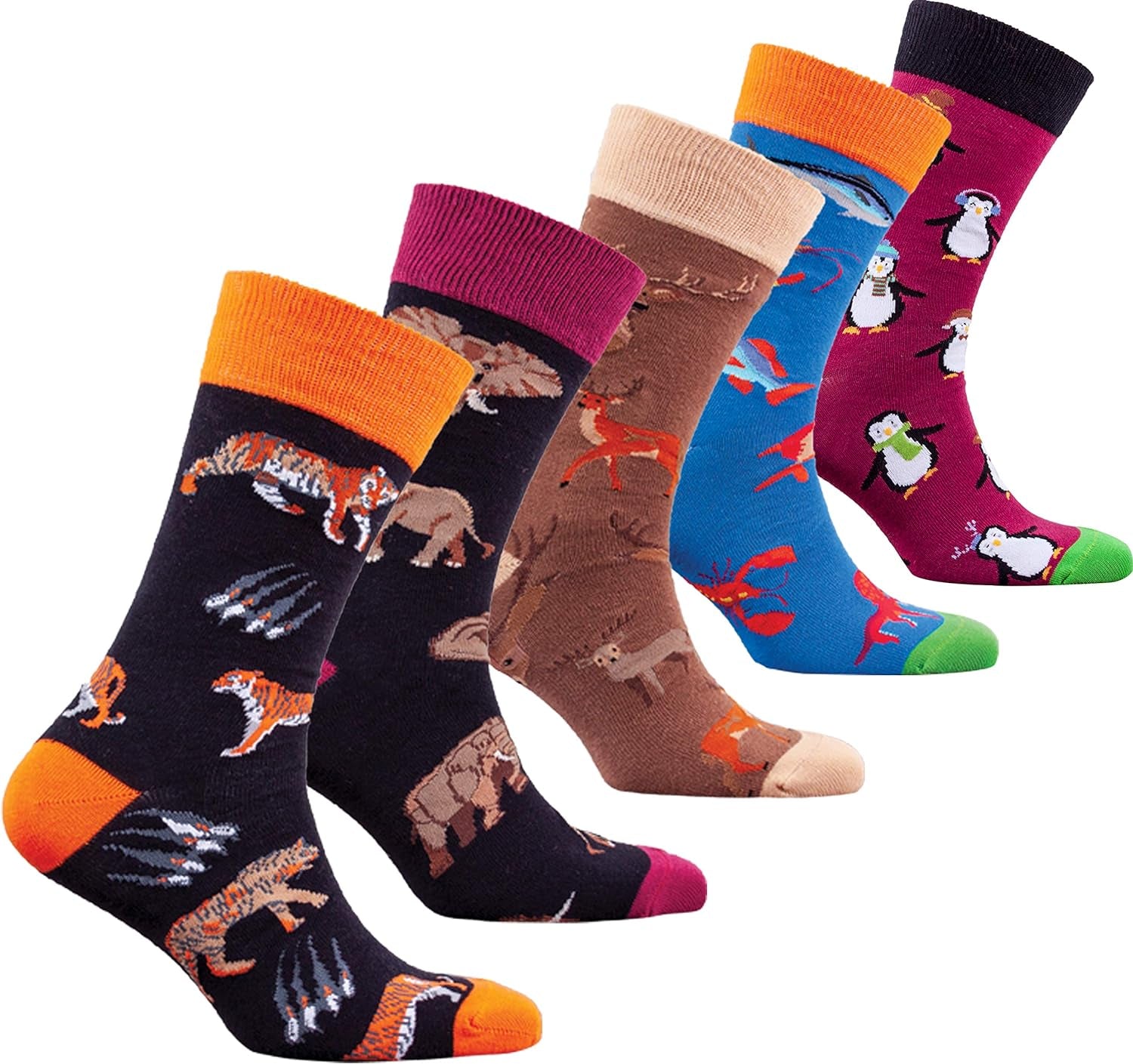 Men's 5-Pair Luxury Colorful Cotton Novelty Dress Socks Gift Set