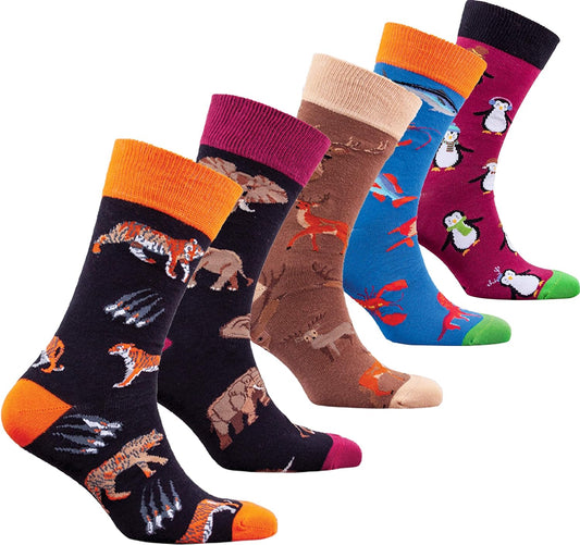 Men's 5-Pair Luxury Colorful Cotton Novelty Dress Socks Gift Set