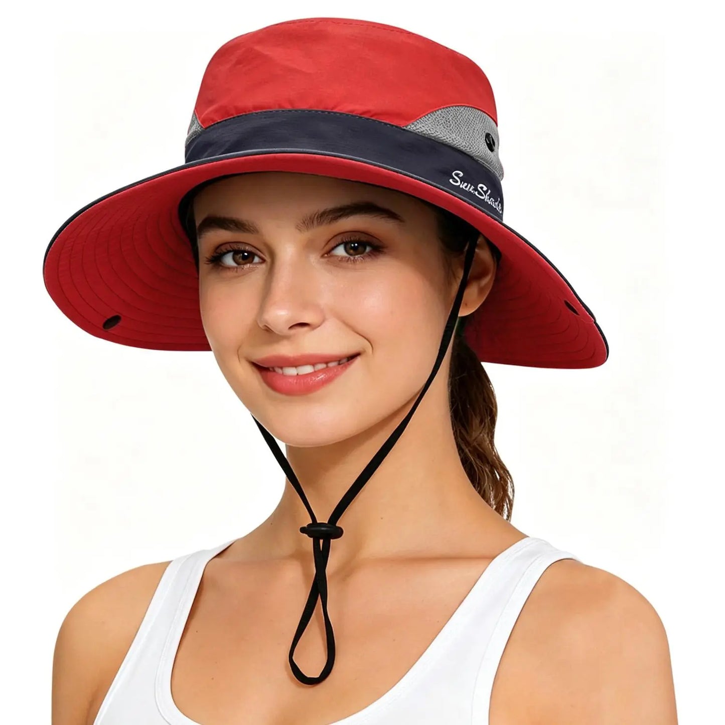 Women's Wide Brim Sun Protection Boonie Hat for Summer Activities - Adjustable, Quick-Dry, Breathable Polyester, Fits Head Circumference 21"-22.8