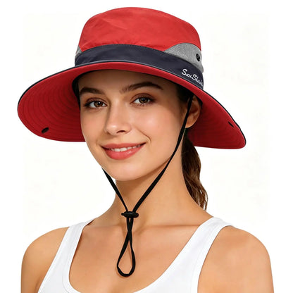 Women's Wide Brim Sun Protection Boonie Hat for Summer Activities - Adjustable, Quick-Dry, Breathable Polyester, Fits Head Circumference 21"-22.8