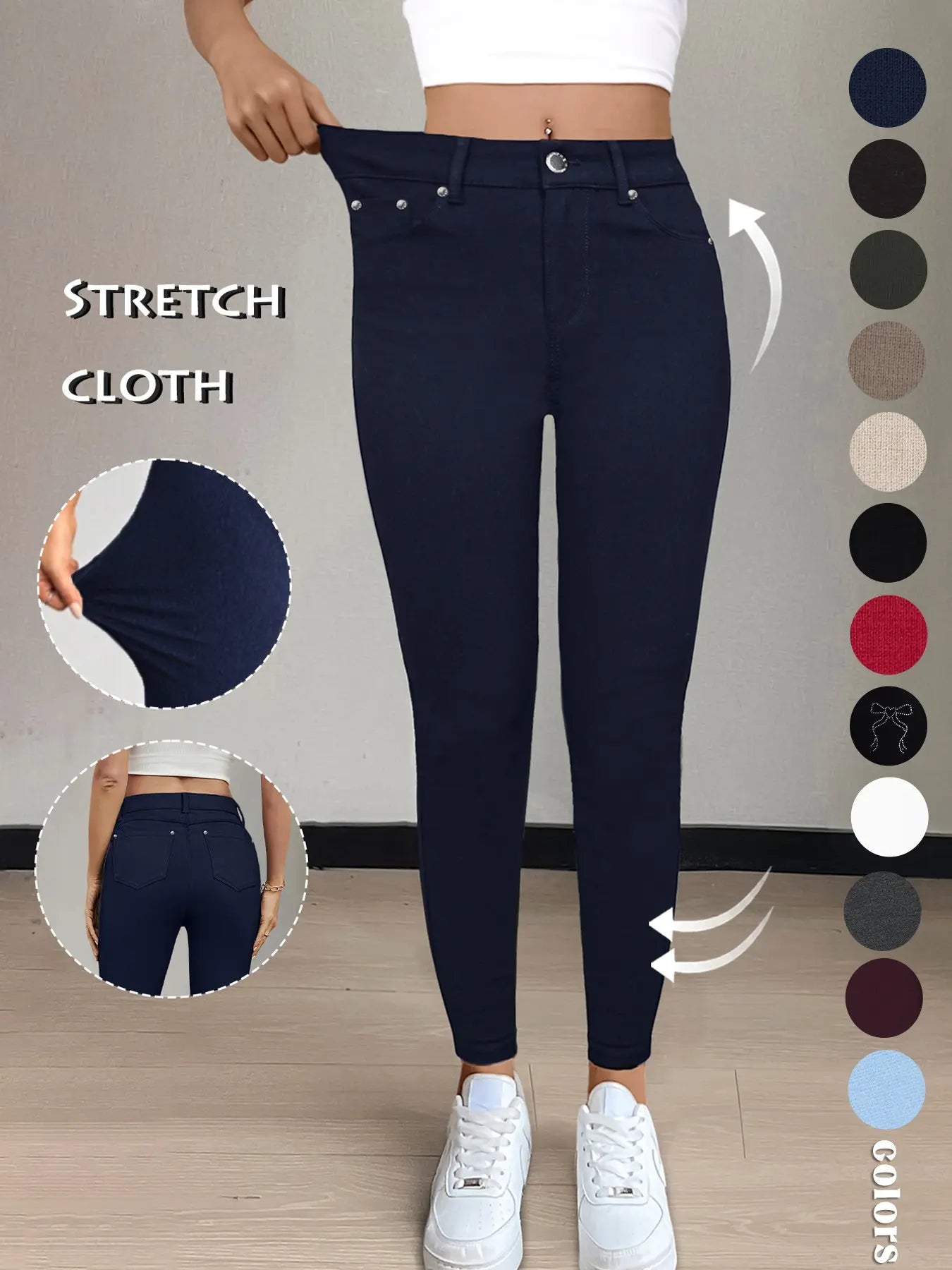 GILIPUR Y2K Women'S Plain Pocket with Buttons, Casual Comfy Skinny Sports Stretchy Four Season Leggings for Yoga Gym Workout, Ladies Athleisure Bottoms for Fall & Winter