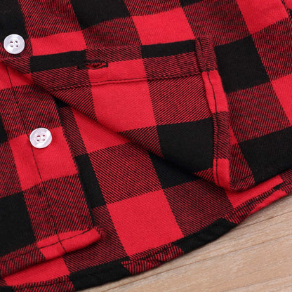Children's Long Sleeve Red Plaid Flannel Shirt for Boys and Girls, Sizes NB-6T