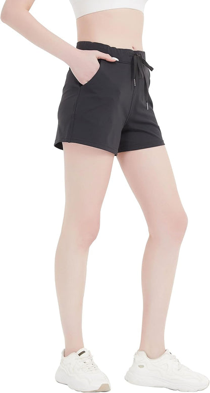 Women's 2-in-1 Active Running Shorts with Pockets for Yoga and Gym Workouts