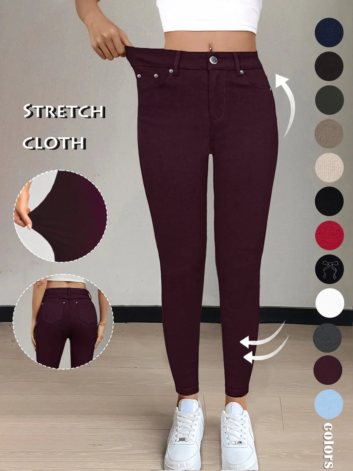 GILIPUR Y2K Women'S Plain Pocket with Buttons, Casual Comfy Skinny Sports Stretchy Four Season Leggings for Yoga Gym Workout, Ladies Athleisure Bottoms for Fall & Winter