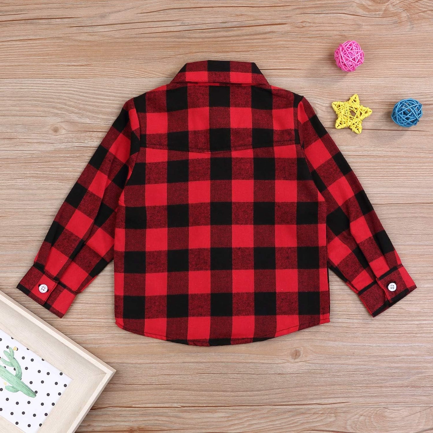 Children's Long Sleeve Red Plaid Flannel Shirt for Boys and Girls, Sizes NB-6T