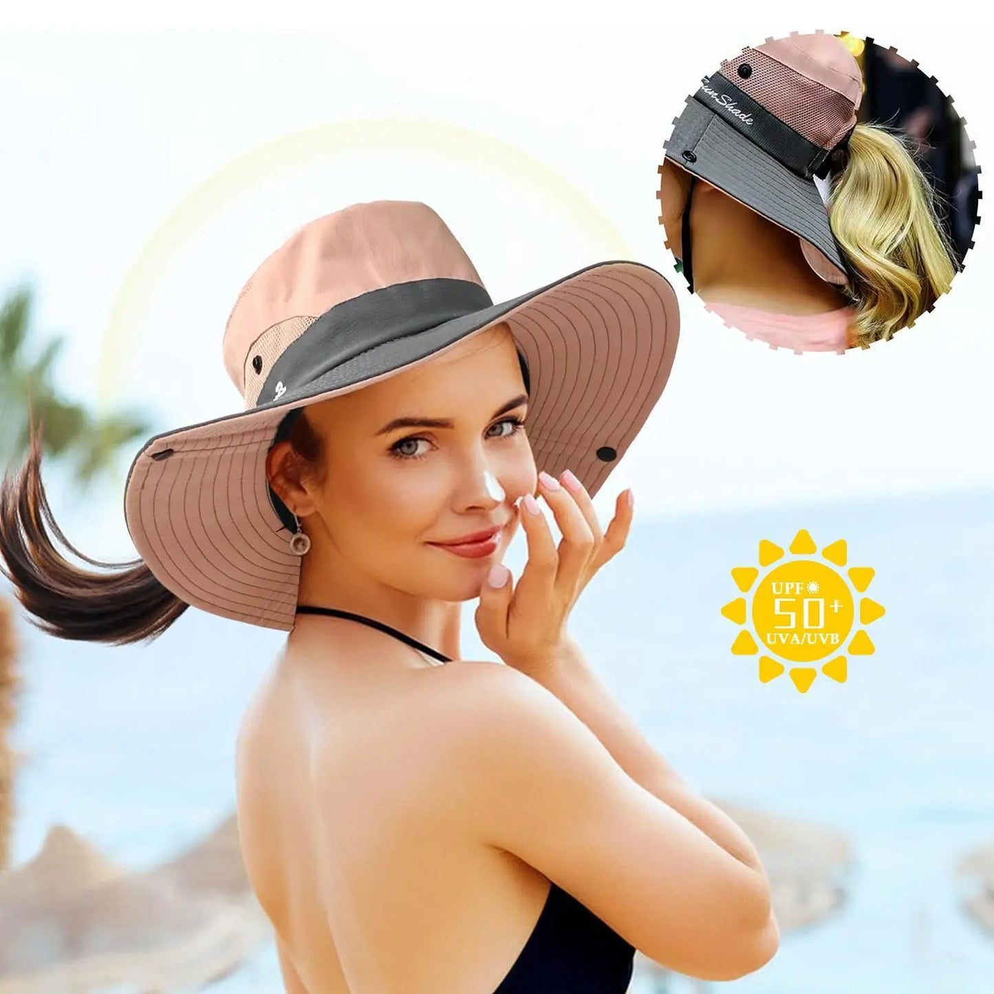 Women's Wide Brim Sun Protection Boonie Hat for Summer Activities - Adjustable, Quick-Dry, Breathable Polyester, Fits Head Circumference 21"-22.8