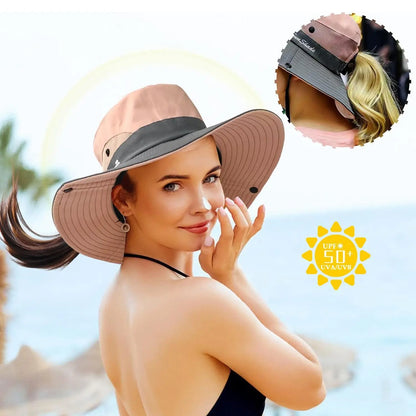Women's Wide Brim Sun Protection Boonie Hat for Summer Activities - Adjustable, Quick-Dry, Breathable Polyester, Fits Head Circumference 21"-22.8