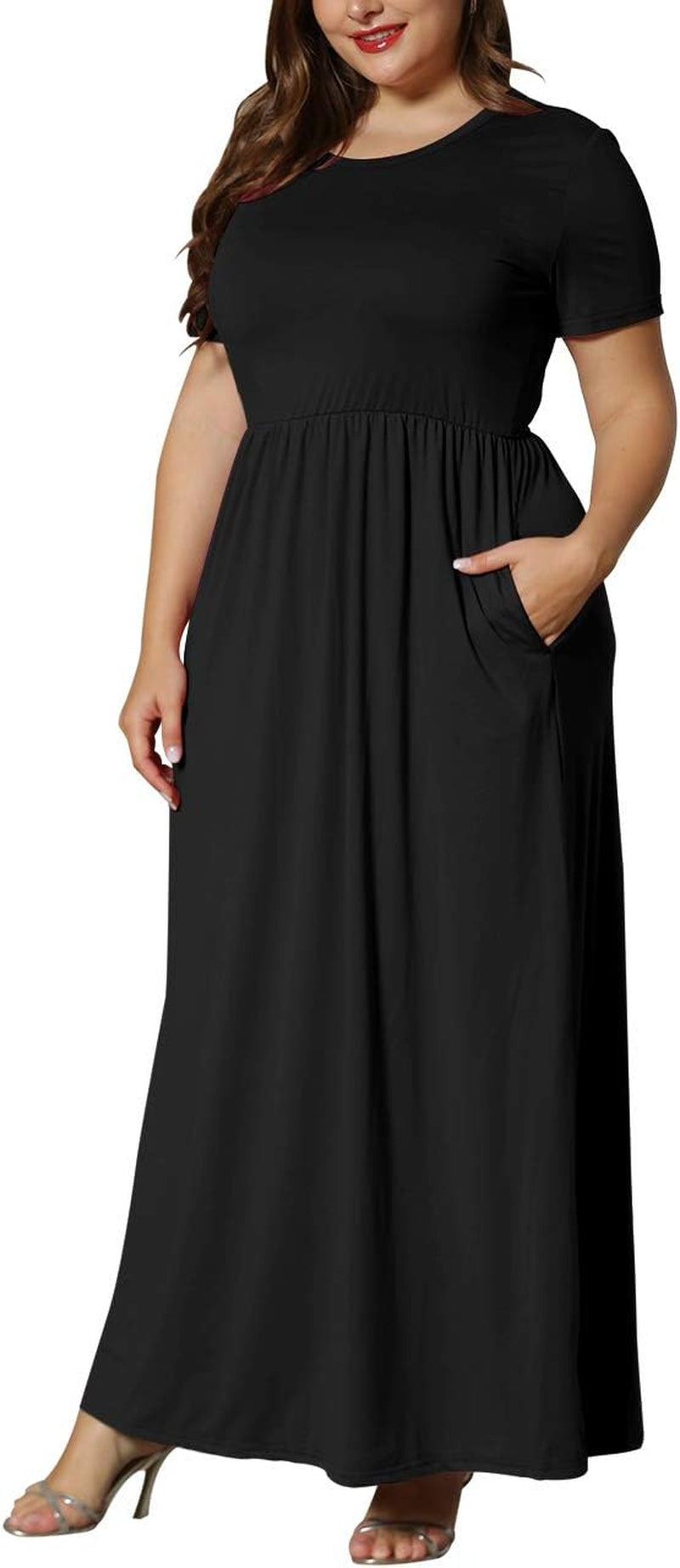 Women’S plus Size Maxi Dresses for Curvy Women Summer Casual Short Sleeve 2026 Long Dress 14W-26W