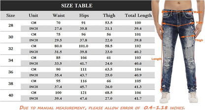 Jeans for Men Skinny Jeans Men Ripped Distressed Denim Jeans Destroyed Slim Fit Jeans Elastic Cool Denim Pants Blue Red