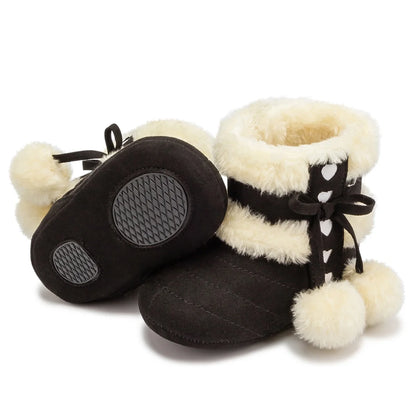 Infant Winter Booties - Warm Slip-On Snow Boots for Newborns and Toddlers (3-18 Months)