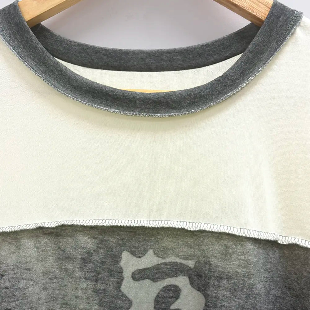 Sage Vell 100% Cotton Patchwork Camouflage Short Sleeve Casual T-Shirt with Color Block Design and Loose Fit
