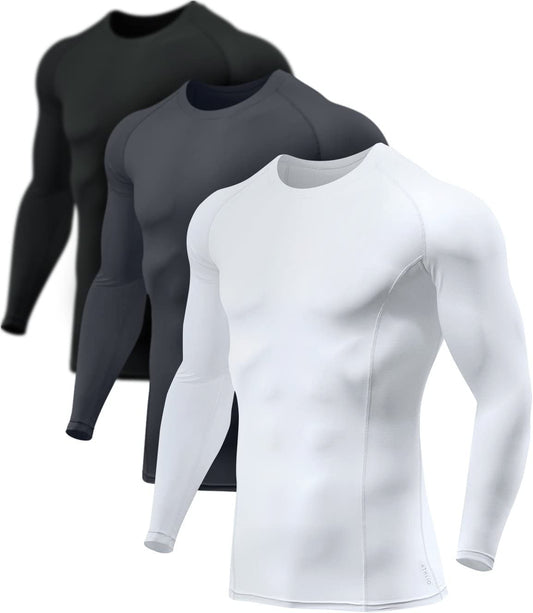 Men's UPF 50+ Long Sleeve Compression Rash Guard for Water Sports and Athletic Performance