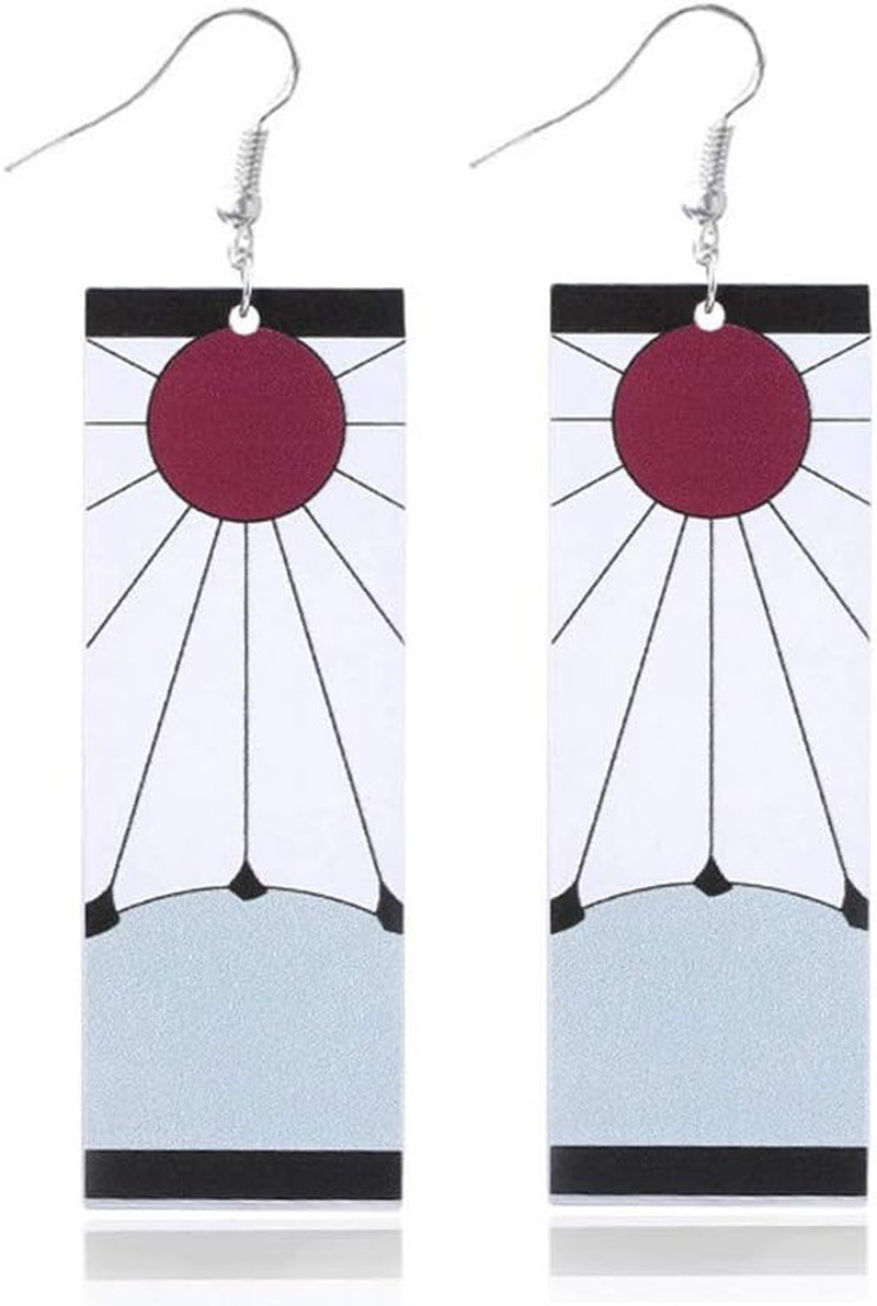 Kamado Tanjiro Hanafuda Earrings - Kimetsu No Yaiba Cosplay Accessories for Women and Girls