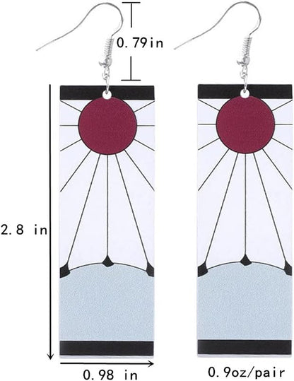 Kamado Tanjiro Hanafuda Earrings - Kimetsu No Yaiba Cosplay Accessories for Women and Girls