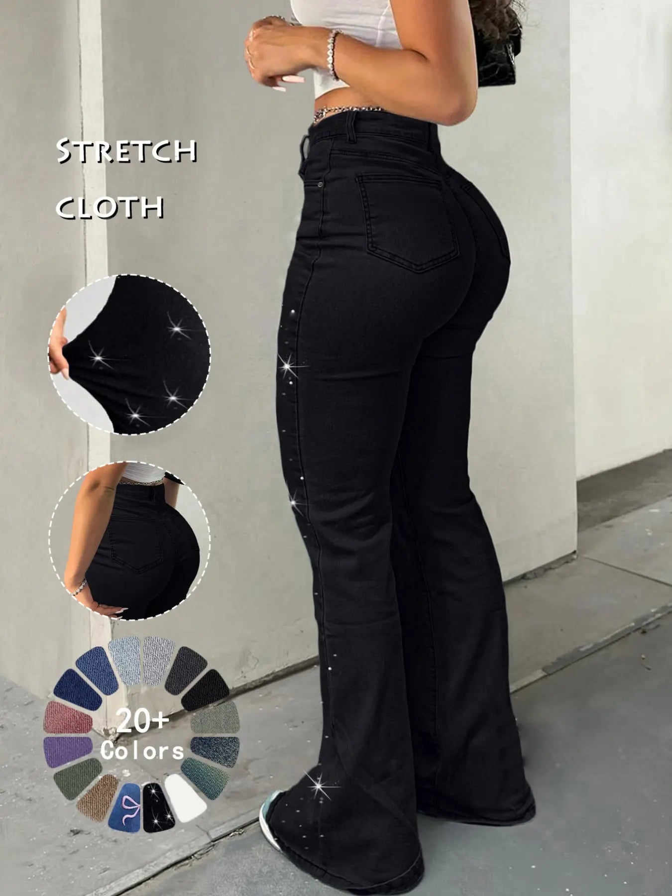 GILIPUR Y2K Women'S High Waist Flare Leg Jeans, Casual Button Fly Pocket Design Bell Bottom Denim Pants, Women'S Bottoms for Daily Wear, Kardashian Style, 000 Jeans, Light Wash, Flared Leg Jeans, Womenswear