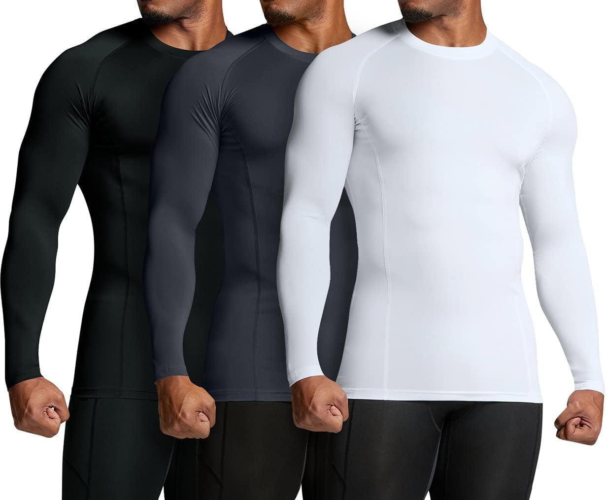 Men's UPF 50+ Long Sleeve Compression Rash Guard for Water Sports and Athletic Performance