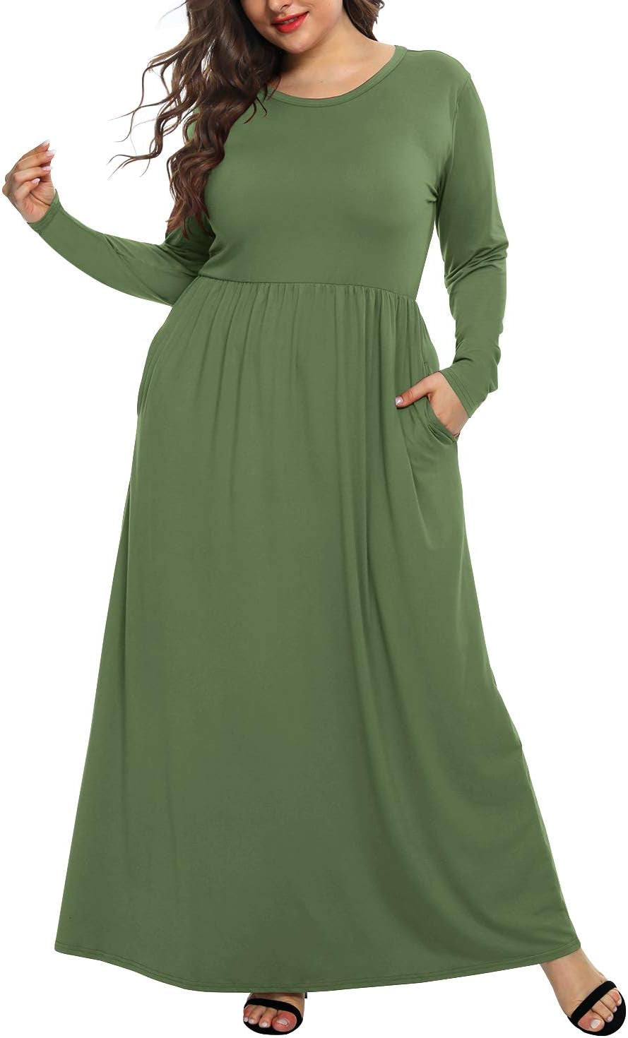 Plus Size Maxi Dresses for Curvy Women - Long Sleeve Casual Style