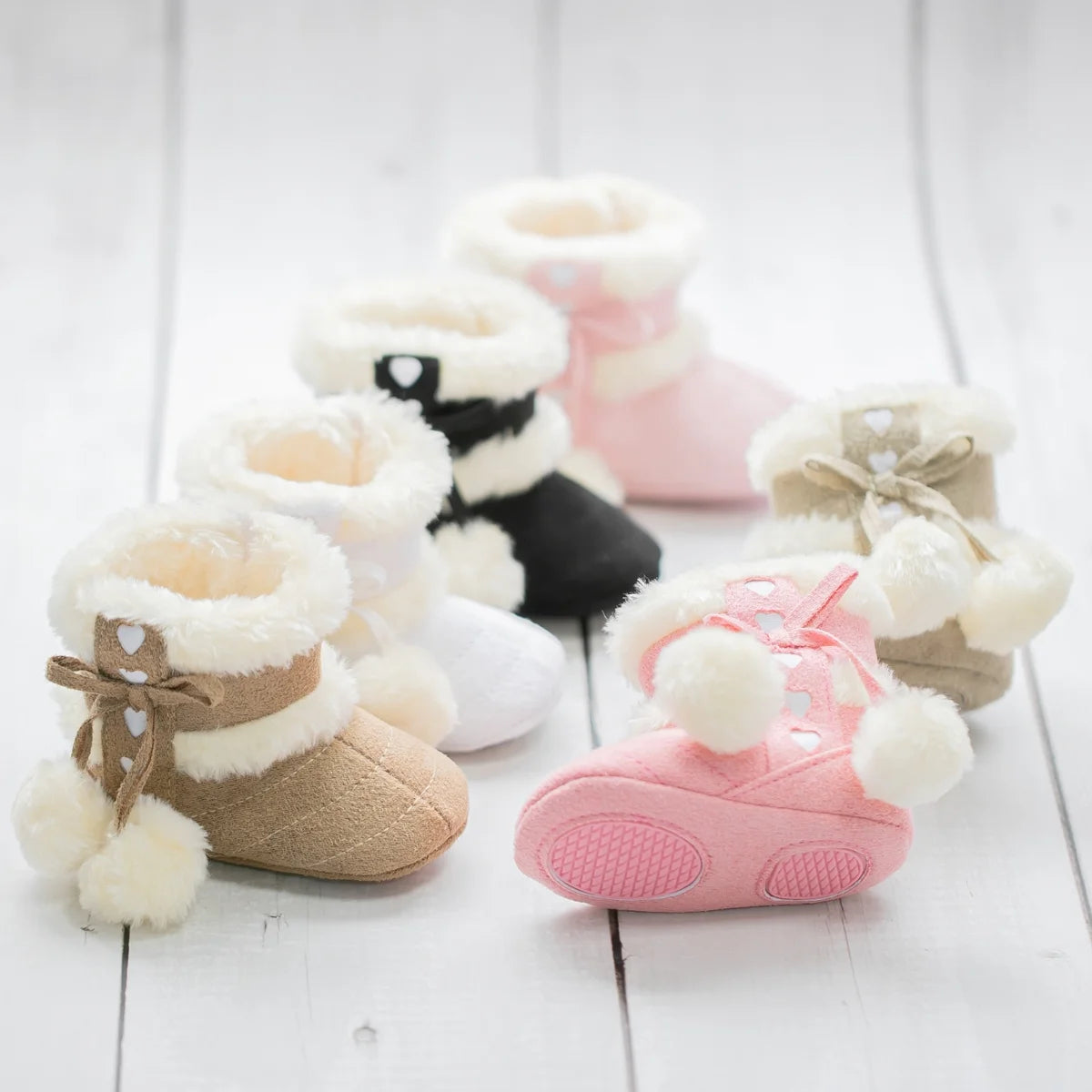 Infant Winter Booties - Warm Slip-On Snow Boots for Newborns and Toddlers (3-18 Months)
