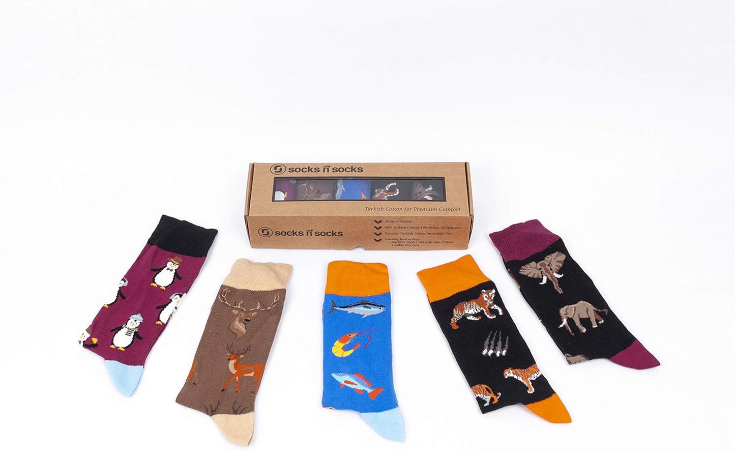 Men's 5-Pair Luxury Colorful Cotton Novelty Dress Socks Gift Set