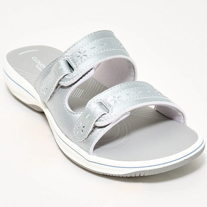 Clarks Cloudsteppers Adjustable Slide Sandals in Breeze Rosa