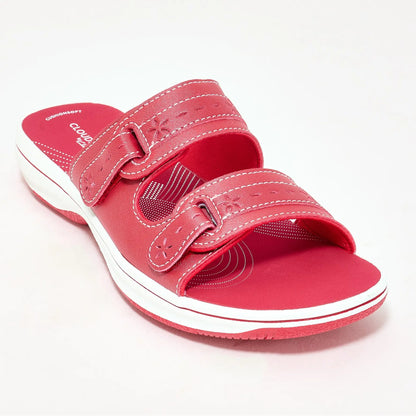 Clarks Cloudsteppers Adjustable Slide Sandals in Breeze Rosa
