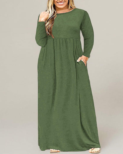 Plus Size Maxi Dresses for Curvy Women - Long Sleeve Casual Style