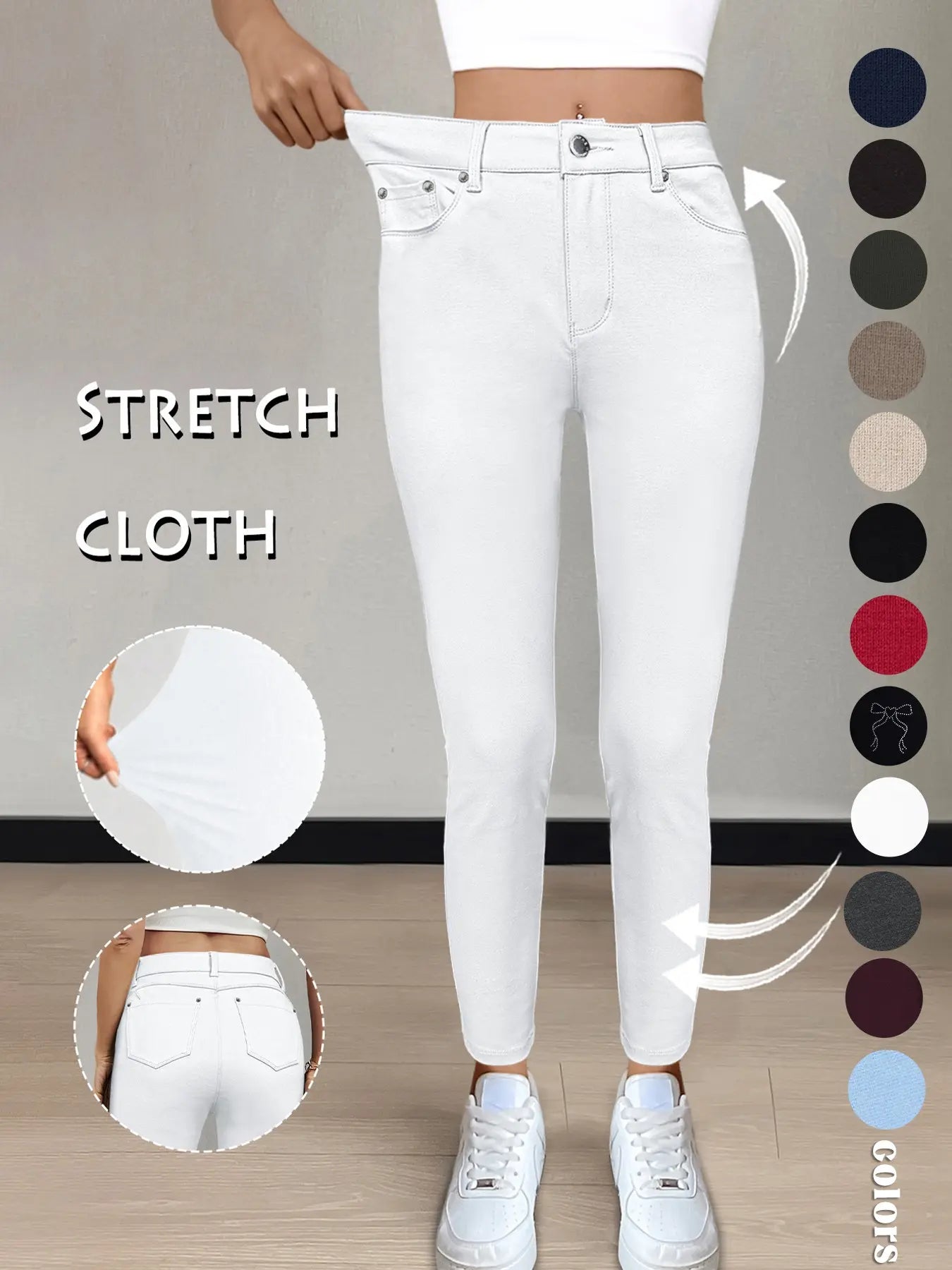 GILIPUR Y2K Women'S Plain Pocket with Buttons, Casual Comfy Skinny Sports Stretchy Four Season Leggings for Yoga Gym Workout, Ladies Athleisure Bottoms for Fall & Winter