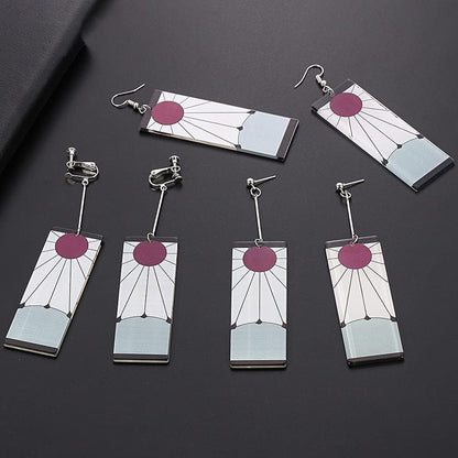 Kamado Tanjiro Hanafuda Earrings - Kimetsu No Yaiba Cosplay Accessories for Women and Girls