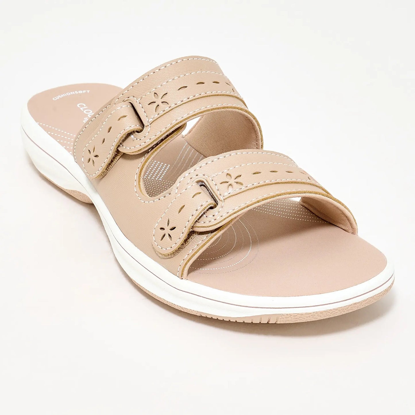 Clarks Cloudsteppers Adjustable Slide Sandals in Breeze Rosa