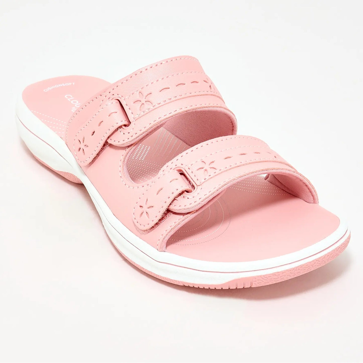 Clarks Cloudsteppers Adjustable Slide Sandals in Breeze Rosa