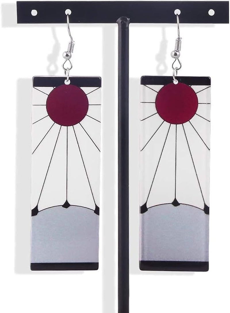 Kamado Tanjiro Hanafuda Earrings - Kimetsu No Yaiba Cosplay Accessories for Women and Girls