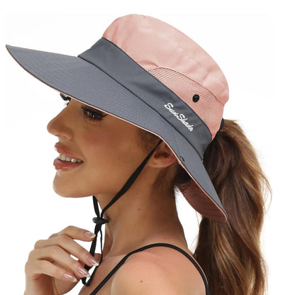 Women's Wide Brim Sun Protection Boonie Hat for Summer Activities - Adjustable, Quick-Dry, Breathable Polyester, Fits Head Circumference 21"-22.8