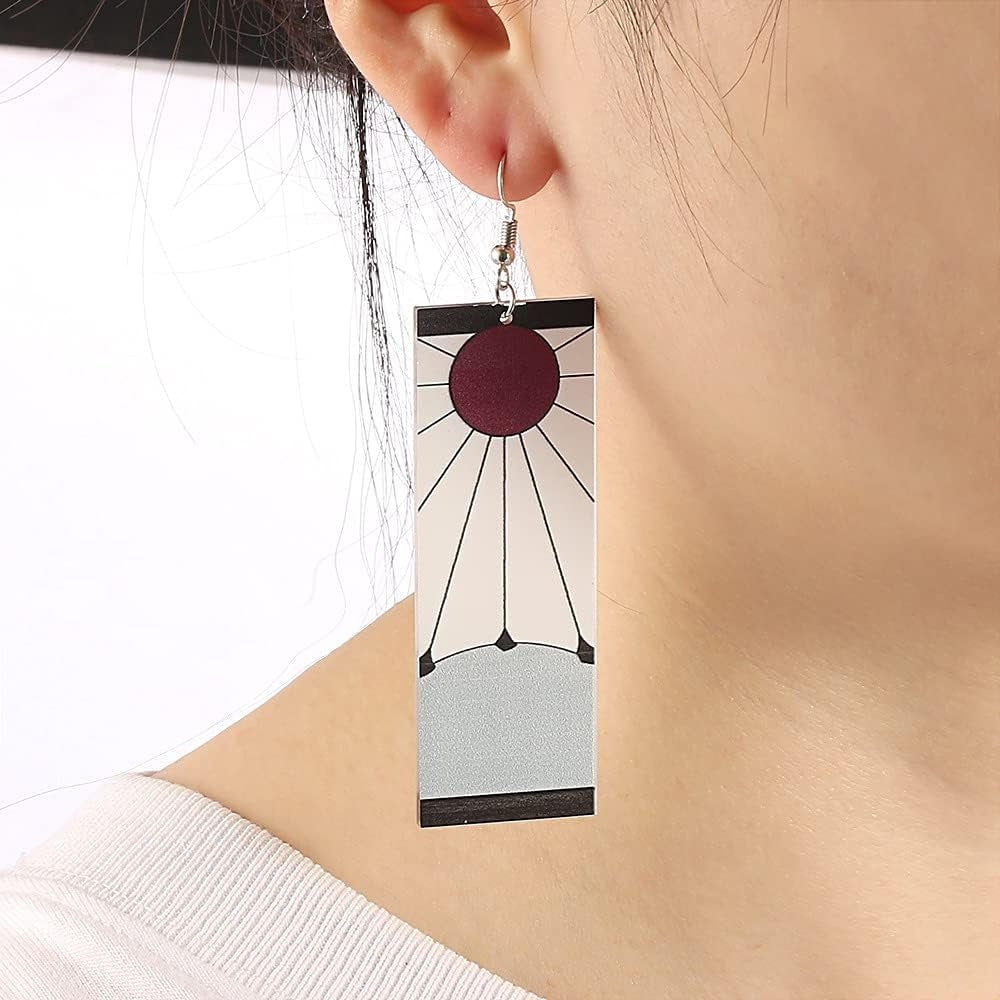 Kamado Tanjiro Hanafuda Earrings - Kimetsu No Yaiba Cosplay Accessories for Women and Girls