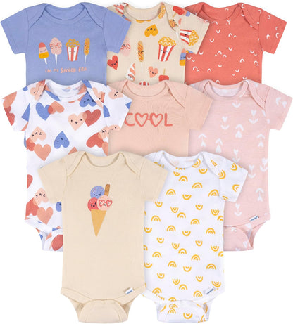 8-Pack Short Sleeve Mix & Match Bodysuits for Baby Girls