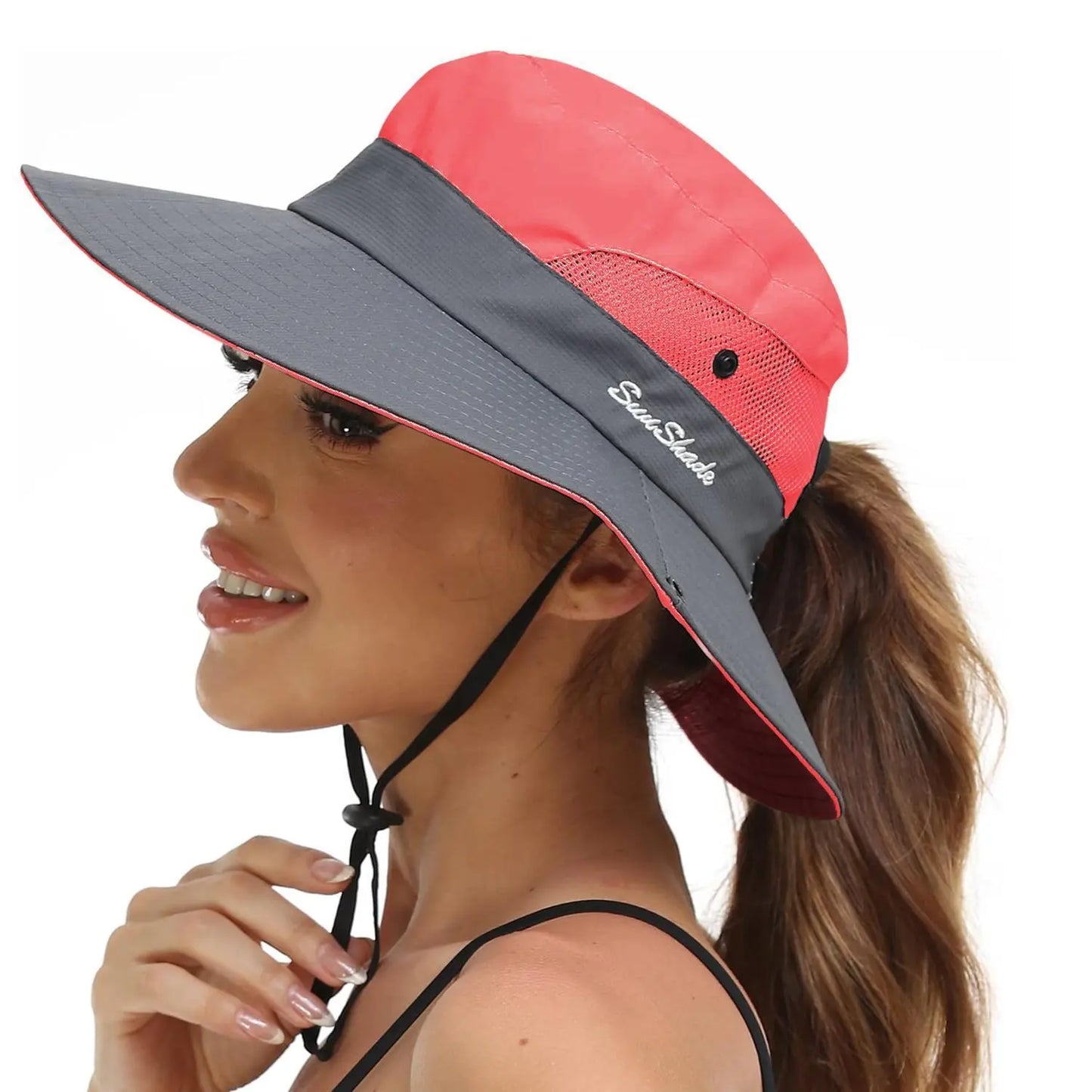 Women's Wide Brim Sun Protection Boonie Hat for Summer Activities - Adjustable, Quick-Dry, Breathable Polyester, Fits Head Circumference 21"-22.8