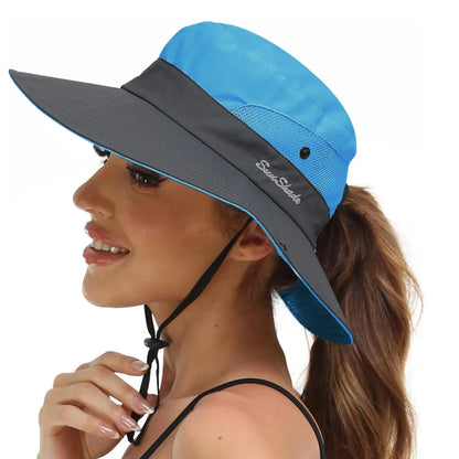 Women's Wide Brim Sun Protection Boonie Hat for Summer Activities - Adjustable, Quick-Dry, Breathable Polyester, Fits Head Circumference 21"-22.8