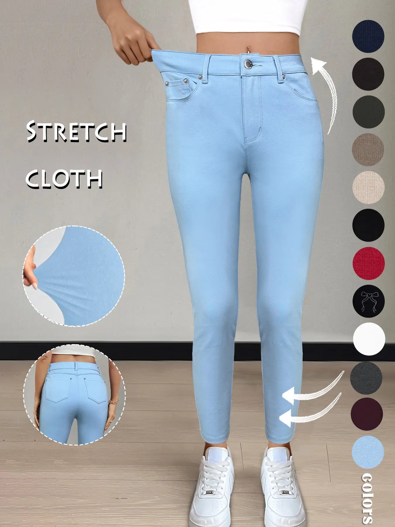 GILIPUR Y2K Women'S Plain Pocket with Buttons, Casual Comfy Skinny Sports Stretchy Four Season Leggings for Yoga Gym Workout, Ladies Athleisure Bottoms for Fall & Winter