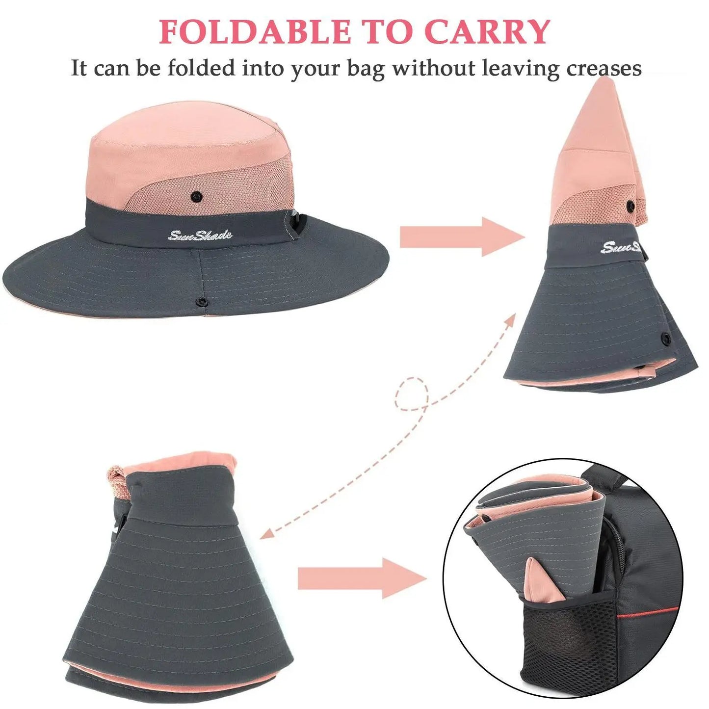 Women's Wide Brim Sun Protection Boonie Hat for Summer Activities - Adjustable, Quick-Dry, Breathable Polyester, Fits Head Circumference 21"-22.8
