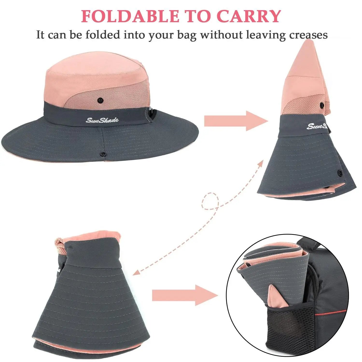 Women's Wide Brim Sun Protection Boonie Hat for Summer Activities - Adjustable, Quick-Dry, Breathable Polyester, Fits Head Circumference 21"-22.8