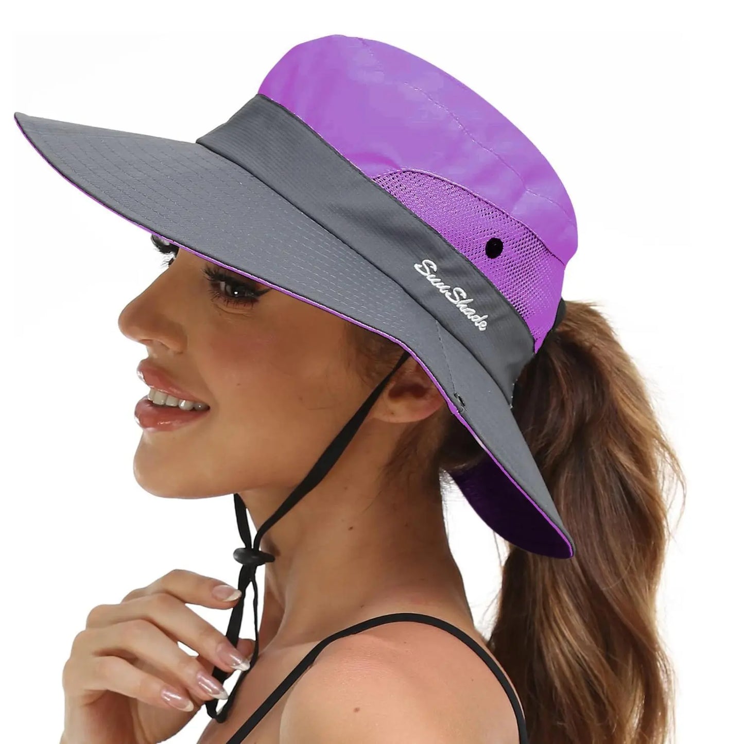 Women's Wide Brim Sun Protection Boonie Hat for Summer Activities - Adjustable, Quick-Dry, Breathable Polyester, Fits Head Circumference 21"-22.8