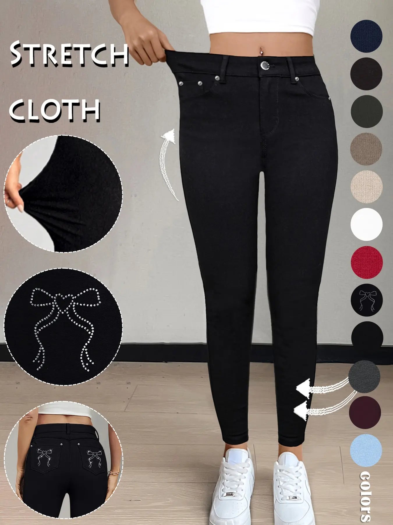GILIPUR Y2K Women'S Plain Pocket with Buttons, Casual Comfy Skinny Sports Stretchy Four Season Leggings for Yoga Gym Workout, Ladies Athleisure Bottoms for Fall & Winter