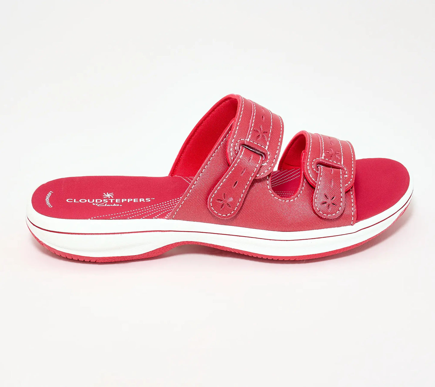 Clarks Cloudsteppers Adjustable Slide Sandals in Breeze Rosa