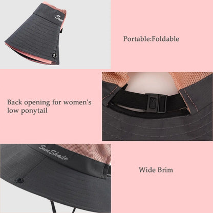 Women's Wide Brim Sun Protection Boonie Hat for Summer Activities - Adjustable, Quick-Dry, Breathable Polyester, Fits Head Circumference 21"-22.8